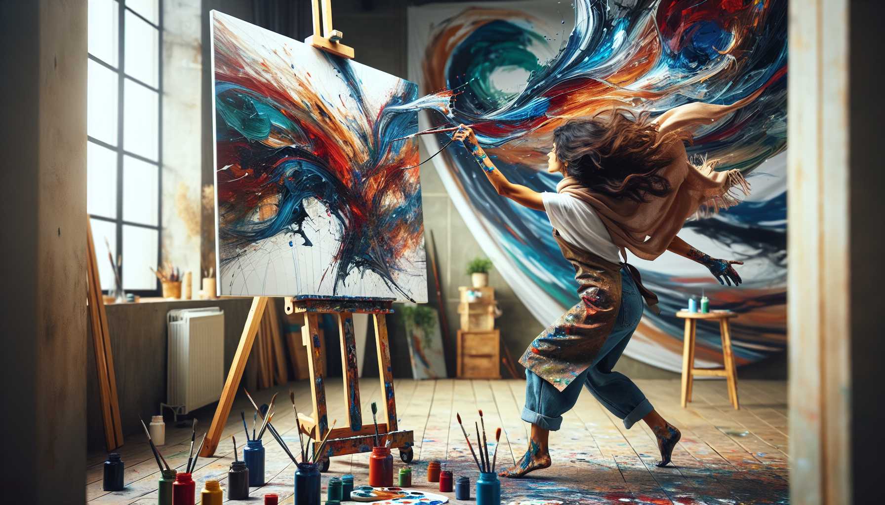 Abstract Energy Painting: Dynamic Movement Techniques