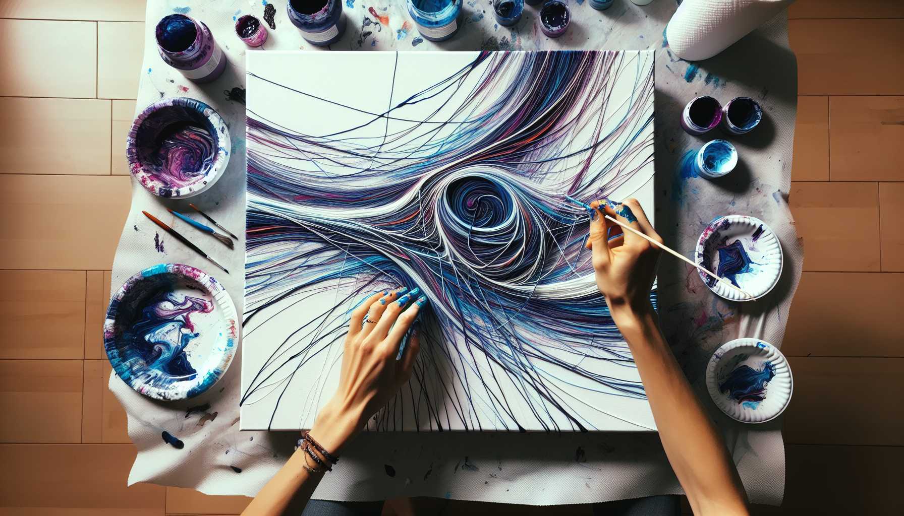 Easy String Pull Painting: Create Abstract Art Without Skills